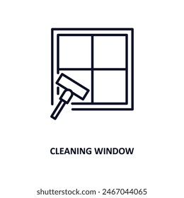 cleaning window outline icon.  Thin line icon from cleaning collection. Editable vector isolated on white background