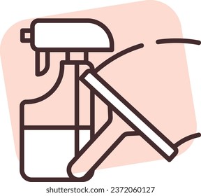 Cleaning windows, illustration or icon, vector on white background.