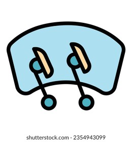 Cleaning windshield wiper icon outline vector. Car window. Auto blade color flat