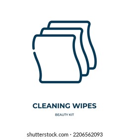 Cleaning wipes icon. Linear vector illustration from beauty kit collection. Outline cleaning wipes icon vector. Thin line symbol for use on web and mobile apps, logo, print media.