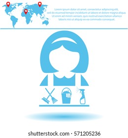 Cleaning woman vector icon. Set.  icon. Vector design.