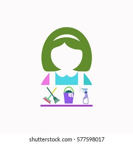Cleaning woman vector icon Set.  icon. Vector design. Colored illustration.