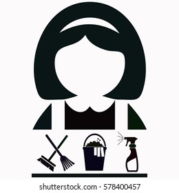 Cleaning woman vector icon Set.  icon. Vector design.