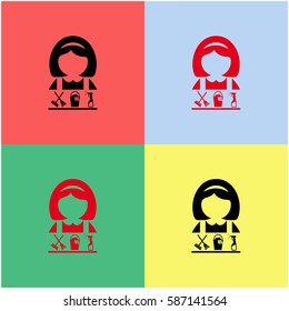 Cleaning woman vector icon. Set. vector  icon.