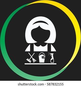Cleaning woman vector icon Set. vector  icon.