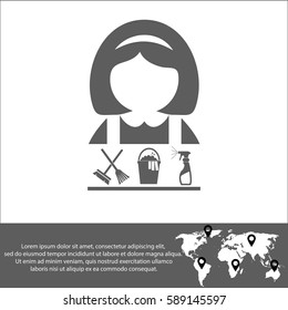 Cleaning woman vector icon Set. vector  icon.