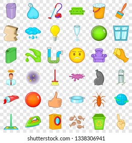 Cleaning work icons set. Cartoon style of 36 cleaning work vector icons for web for any design