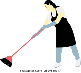 Cleaning Worker Cartoon Character Isolated on White Background. Vector Illustration