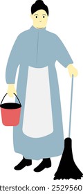 Cleaning Worker Cartoon Character Isolated on White Background. Vector Illustration