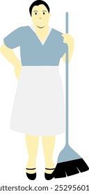 Personagem do Desenho Animado do Trabalhador de Limpeza Isolado no Fundo Branco. Ilustração de vetor