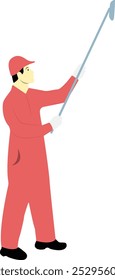 Cleaning Worker Cartoon Character Isolated on White Background. Vector Illustration