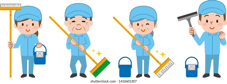 Cleaning workers. Professional cleaning staff.