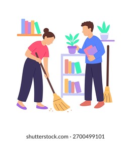 Limpieza, trabajar juntos para ordenar los espacios compartidos