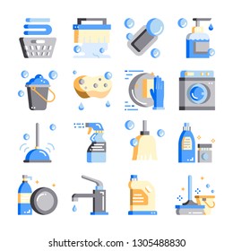 Cleaning-hygiene flat design vector icon set