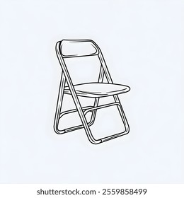 A clean-line, minimalist vector illustration of a folding chair in a style suitable for a coloring page 