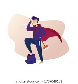
Cleanliness hero character illustration vector