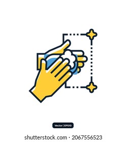 Cleanliness icon. Disinfection and Cleaning Related Vector Icons. Collection of linear simple web icons such as cleaner, disinfection, cleaning, washing, and others. vector eps10