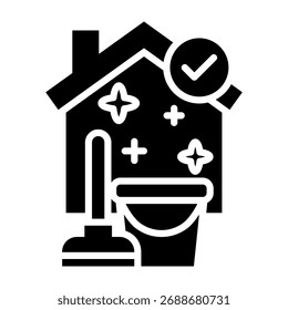 Ilustração do vetor de estilo de glifo do ícone de limpeza
