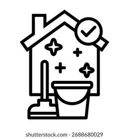 Ilustração de vetor de estilo de linha de ícone de limpeza