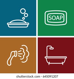 Cleanliness icons set. set of 4 cleanliness outline icons such as soap, soap