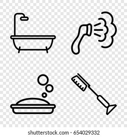 Cleanliness icons set. set of 4 cleanliness outline icons such as soap, toothbrush