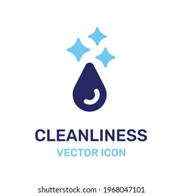 Cleanliness sparkle drop of water icon