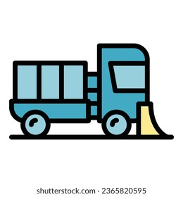 Cleanliness sweeper icon outline vector. Road truck. Machine vehicle color flat