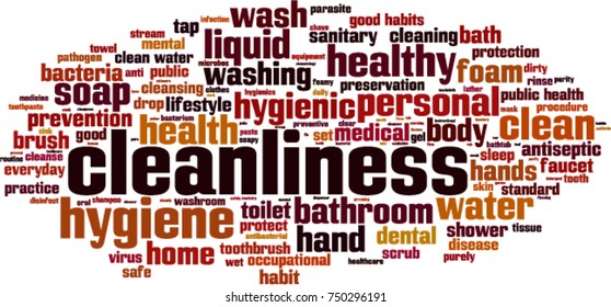 Cleanliness word cloud concept. Vector illustration