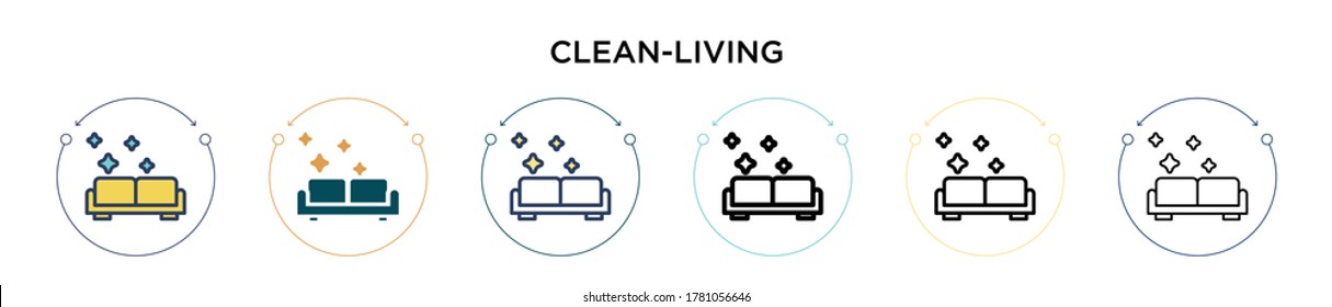 Clean-living icon in filled, thin line, outline and stroke style. Vector illustration of two colored and black clean-living vector icons designs can be used for mobile, ui, web