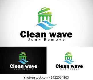 cleans junk wave logo creative design concept trash clean icon