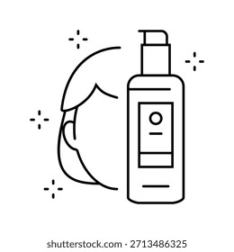 Limpiar la cara Limpiador de la cara Línea de cuidado íntimo Icono Vector Limpiar la cara Limpiador de la cara Signo de cuidado íntimo Contorno aislado Ilustración negra