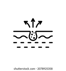 Cleansing Clogged Deep Pore Line Icon. Facial Skin Care Linear Pictogram. Unclog Skin Face of Dirty Blackhead and Dust Outline Icon. Editable Stroke. Isolated Vector Illustration.