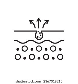 Cleansing Clogged Deep Pore Line Icon. Facial Skin Care Linear Pictogram. Unclog Skin Face of Dirty Blackhead and Dust Outline Icon. Editable Stroke. Isolated Vector Illustration.