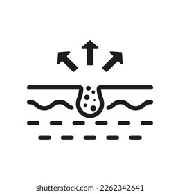 Cleansing Clogged Deep Pore Silhouette Icon. Facial Skin Care Glyph Pictogram. Unclog Skin Face of Dirty Blackhead and Dust Icon. Isolated Vector Illustration.