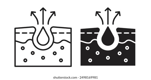 Cleansing Clogged Deep Pore vector icon set in black color.