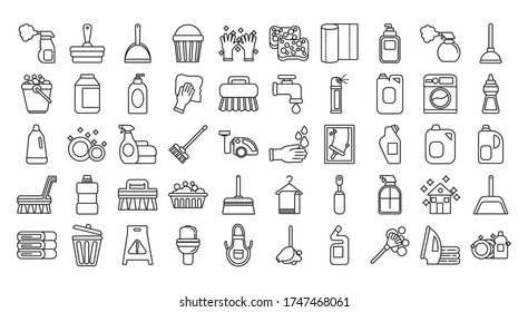 diseño de ilustraciones vectoriales de conjuntos de limpieza y desinfección