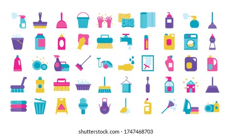 cleansing and desinfecting set icons vector illustration design