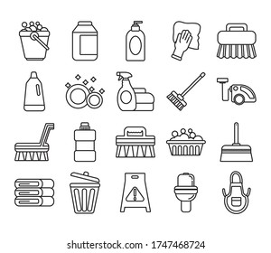 reinigende und desinfizierende Set-Symbole Vektorgrafik-Design