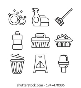 diseño de ilustraciones vectoriales de conjuntos de limpieza y desinfección