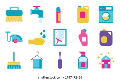 cleansing and desinfecting set icons vector illustration design