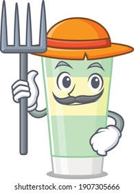 Cleansing foam mascot design working as a Farmer wearing a hat