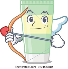 Cleansing foam in sweet romantic cupid cartoon drawing with arrow