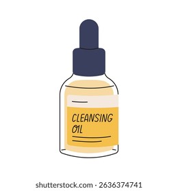 Cleansing oil bottle. Flat vector illustration isolated on white background.