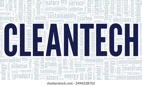 Cleantech word cloud conceptual design isolated on white background.