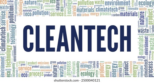 Cleantech word cloud conceptual design isolated on white background.