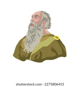 Cleanthes (330 BC - 230 BC) Greek philosopher. He is the second head of the Stoic school in Athens. The largest of Cleanthes’ surviving writings is Hymn celestial to Zeus. Vector illustration portrait