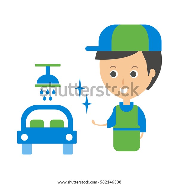 Cleanup Service Worker And Clean Car,\
Cleaning Company Infographic\
Illustration