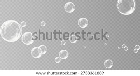 Clear Air Soap Bubbles Flying Vector Style PNG.