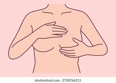 Clear anatomical guide demonstrating the hand placement for a thorough breast examination. Essential medical visual for patient education and breast cancer prevention campaigns.