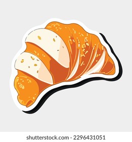 a clear background and a croissant sticker